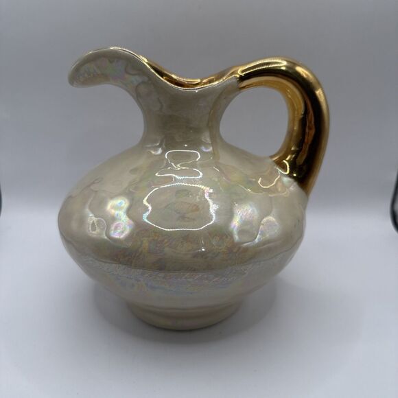 Pearl Other - Vintage Opalescent Pearl Pitcher with Gold Handle